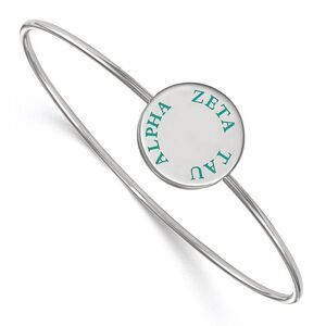 Sterling Silver Zeta Tau Alpha Enamel Teal Letters Bangle - 7 in.